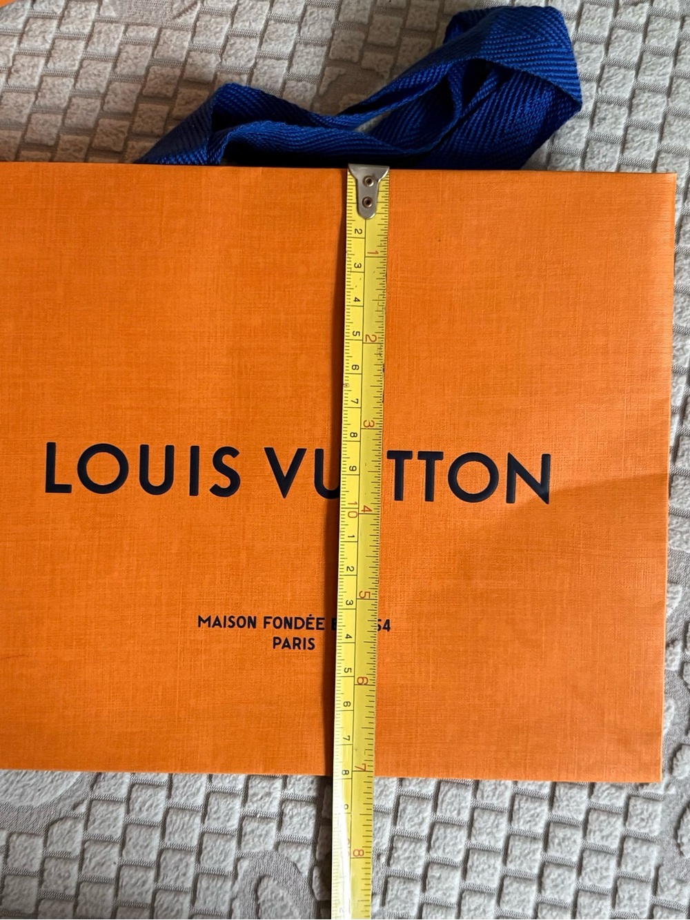 Louis Vuitton Orange Gift Bag with Blue Ribbon Handles